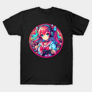 Girl gamer neon gamer T-Shirt